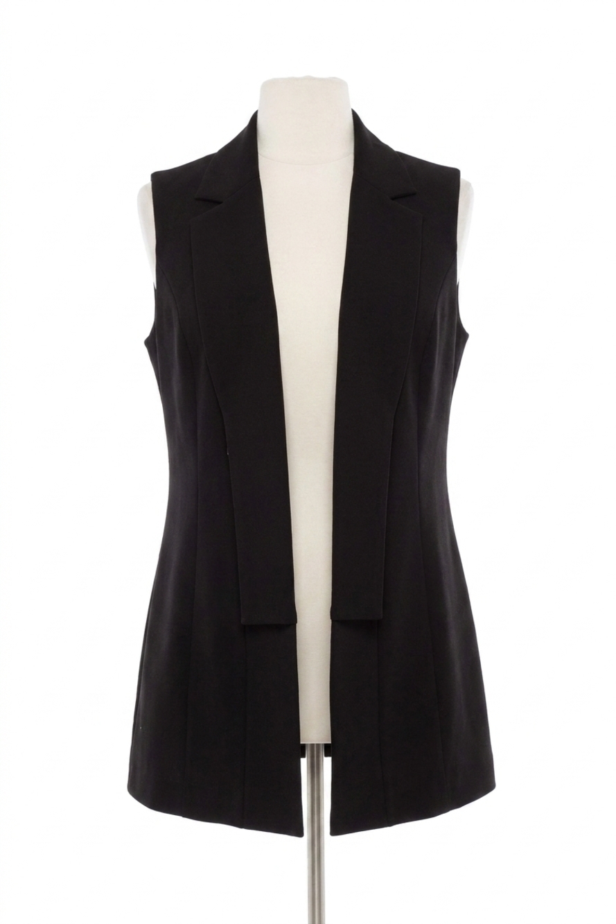 NEW ANGEL long zipper vest in black/silver